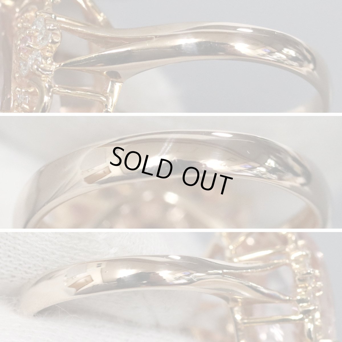 画像6: K18PGモルガナイトダイヤモンドサファイアリング M3.96 D0.33 S0.20 5.8g #10 (6)