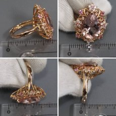 画像9: K18PGモルガナイトダイヤモンドサファイアリング M3.96 D0.33 S0.20 5.8g #10 (9)