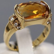 画像1: タサキ K18シトリンダイヤモンドリング C4.21 D0.08 7.1g #11 内外箱 (1)
