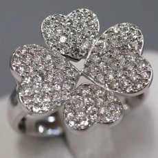 画像1: K18WGダイヤモンドリング フラワーモチーフ D0.72 4.8g #11 (1)