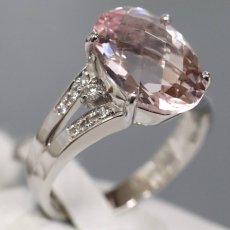 画像2: K18WGモルガナイトダイヤモンドリング M5.56 D0.12 7.5g #18 鑑別カード (2)