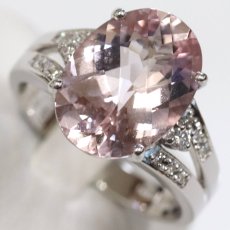 画像4: K18WGモルガナイトダイヤモンドリング M5.56 D0.12 7.5g #18 鑑別カード (4)