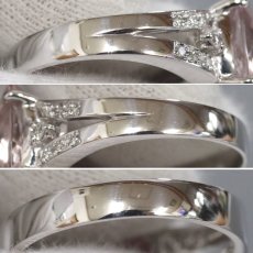 画像6: K18WGモルガナイトダイヤモンドリング M5.56 D0.12 7.5g #18 鑑別カード (6)