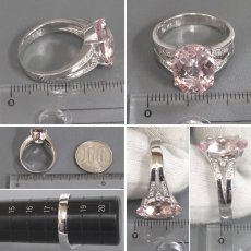 画像8: K18WGモルガナイトダイヤモンドリング M5.56 D0.12 7.5g #18 鑑別カード (8)