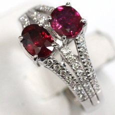 画像3: K18WG非加熱ピジョンブラッドルビー/ダイヤモンドリング R0.74 R0.78 D0.27 D0.30 6.4g #14 AIGS鑑別書×2 (3)