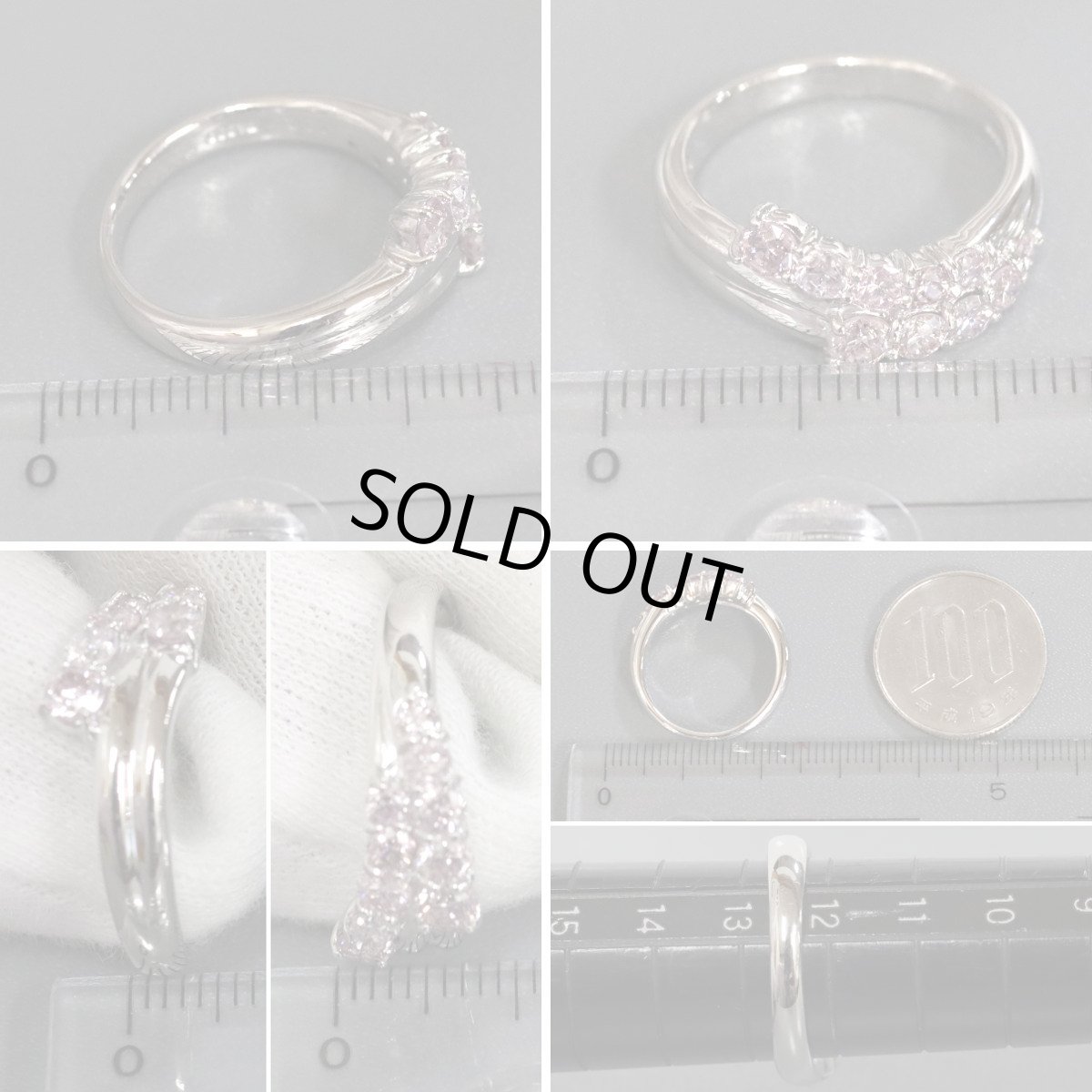 画像8: Pt900ピンクダイヤモンドリング PD1.02 7.4g #12.5 ソーティング (8)