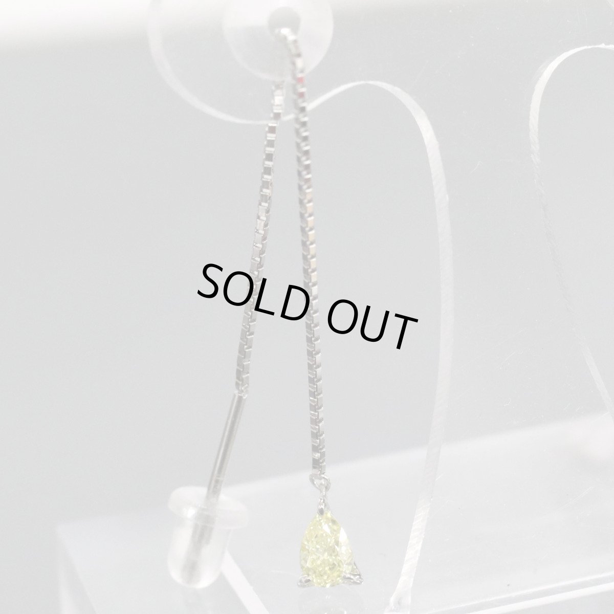 画像3: Pt900/950イエローダイヤモンドピアス D0.223 D0.213 キャッチ込み1.2g ソーティング×2 鑑定書 (3)