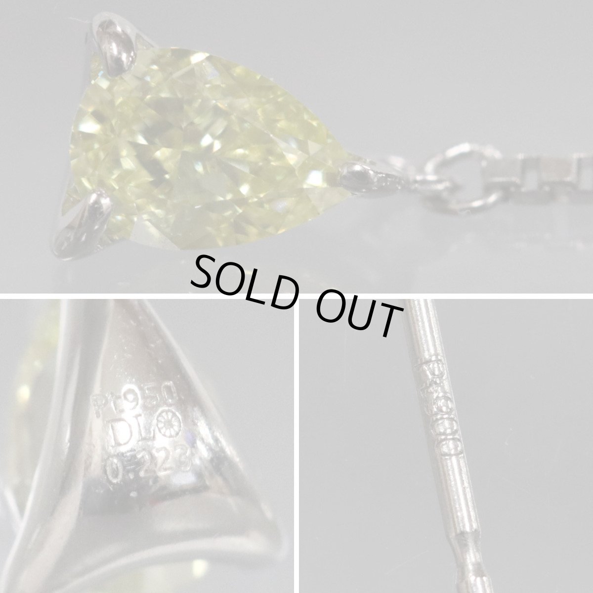 画像4: Pt900/950イエローダイヤモンドピアス D0.223 D0.213 キャッチ込み1.2g ソーティング×2 鑑定書 (4)