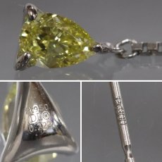 画像4: Pt900/950イエローダイヤモンドピアス D0.223 D0.213 キャッチ込み1.2g ソーティング×2 鑑定書 (4)