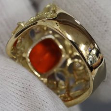 画像6: K18ファイアオパールサファイアダイヤモンドリング FO2.74 S0.69 D0.14 8.8g #14 鑑別カード (6)