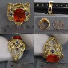 画像8: K18ファイアオパールサファイアダイヤモンドリング FO2.74 S0.69 D0.14 8.8g #14 鑑別カード (8)