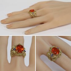 画像9: K18ファイアオパールサファイアダイヤモンドリング FO2.74 S0.69 D0.14 8.8g #14 鑑別カード (9)