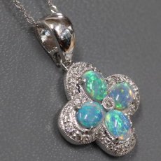画像2: K18WGオパールダイヤモンドペンダント O0.74 D0.23 5.6g 40cm (2)