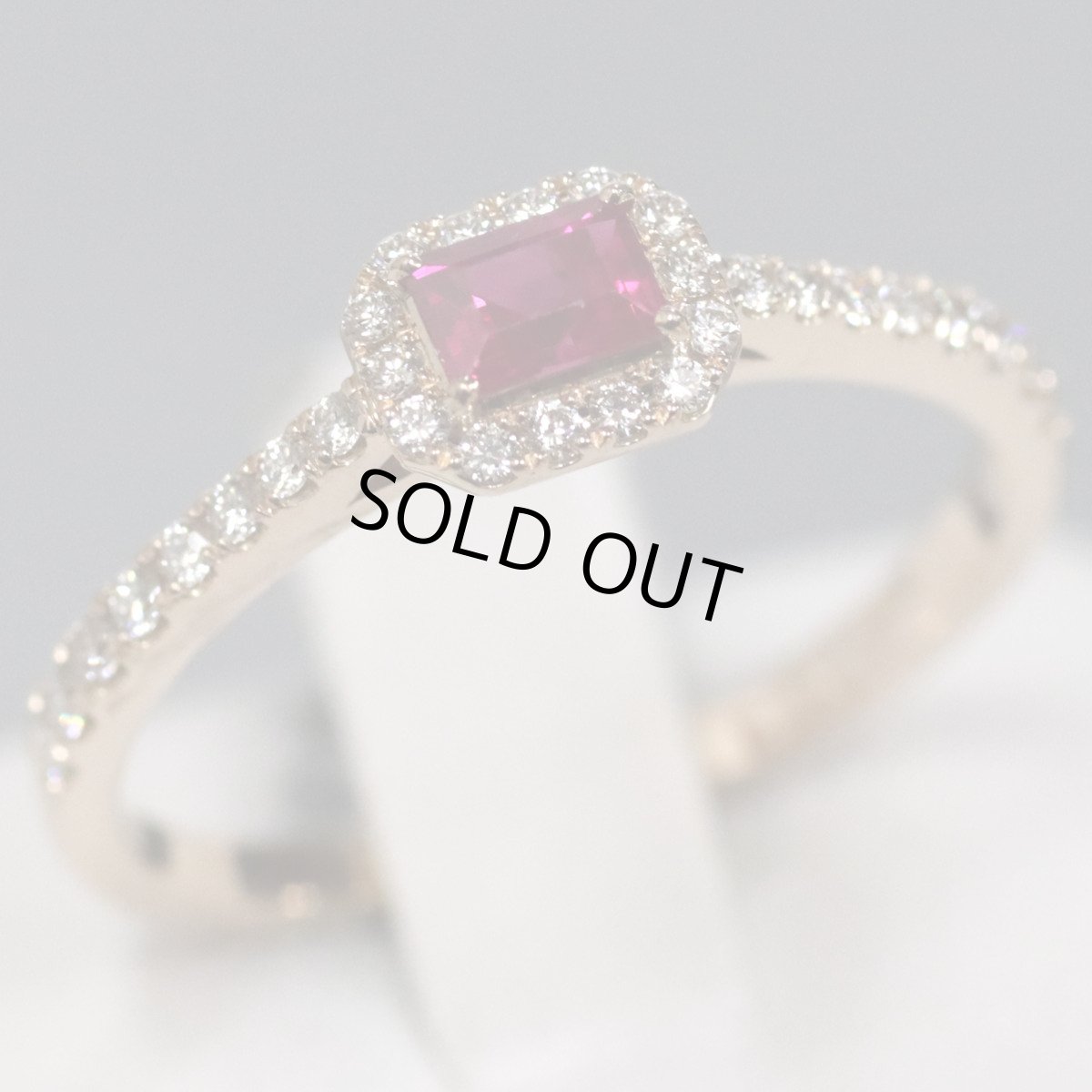 画像1: K18PGルビーダイヤモンドリング R0.23 D0.16 1.9g #11 鑑別書 (1)