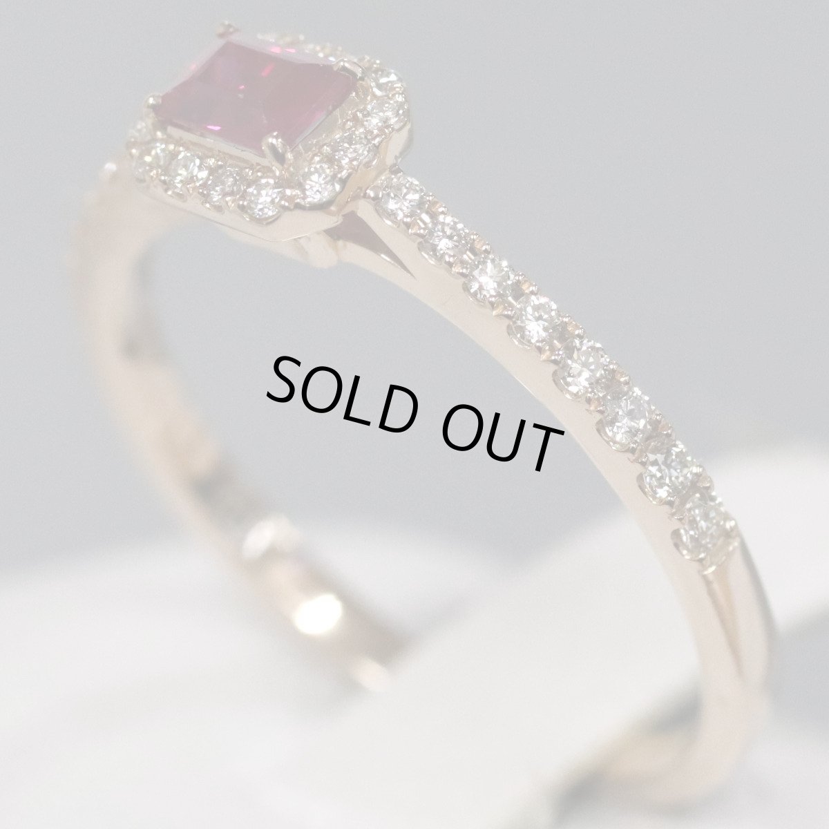 画像2: K18PGルビーダイヤモンドリング R0.23 D0.16 1.9g #11 鑑別書 (2)