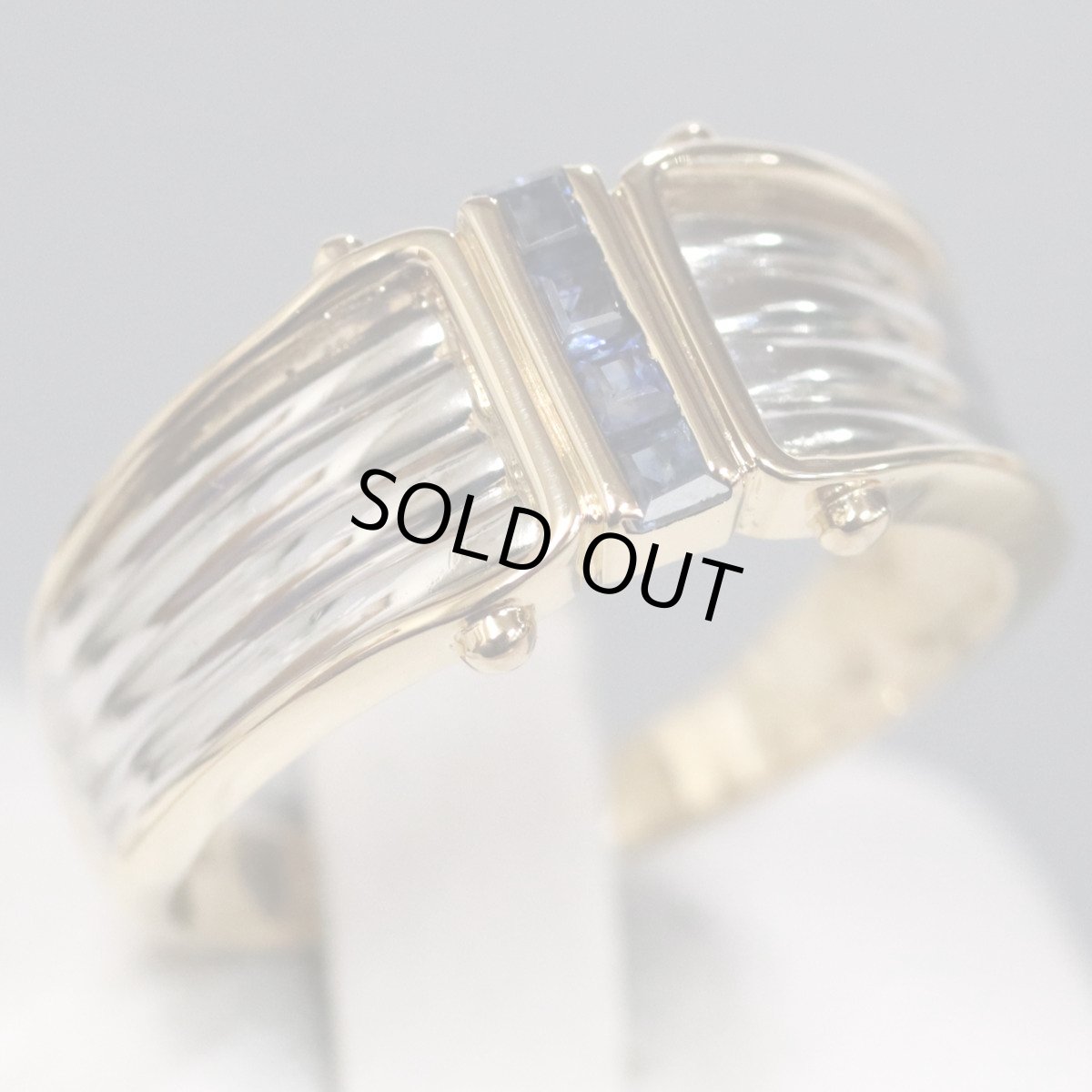 画像1: K18/Pt900サファイアリング S0.24 4.7g #15 イエローゴールド プラチナ コンビリング 15号 (1)