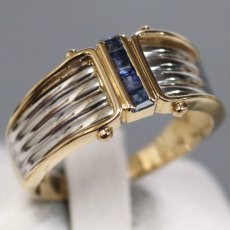 画像1: K18/Pt900サファイアリング S0.24 4.7g #15 (1)