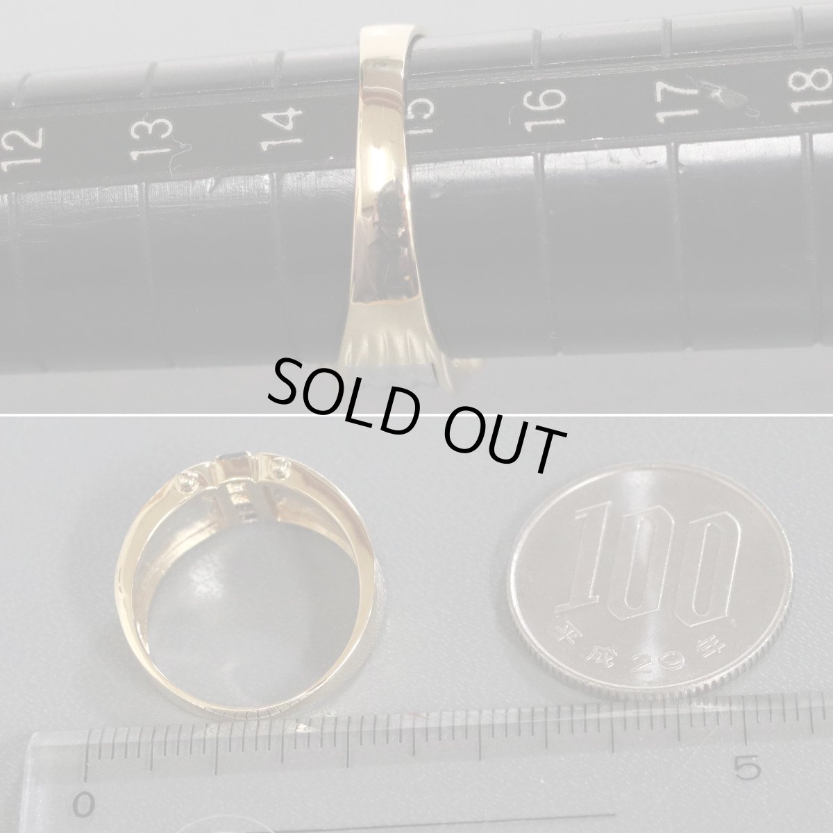 画像8: K18/Pt900サファイアリング S0.24 4.7g #15 イエローゴールド プラチナ コンビリング 15号 (8)