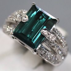 画像1: Pt900グリーントルマリンダイヤモンドリング T6.02 D0.61 14.3g #12 (1)