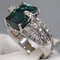 画像2: Pt900グリーントルマリンダイヤモンドリング T6.02 D0.61 14.3g #12 (2)