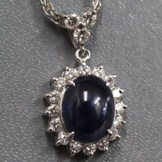 画像1: Pt900/850サファイアダイヤモンドペンダント S3.02 D0.45 7.7g 45cm (1)