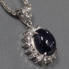 画像2: Pt900/850サファイアダイヤモンドペンダント S3.02 D0.45 7.7g 45cm (2)