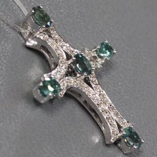 画像2: K18WGアレキサンドライトダイヤモンドペンダントトップ クロスモチーフ A1.02 D0.25 3.5g 鑑別書 (2)