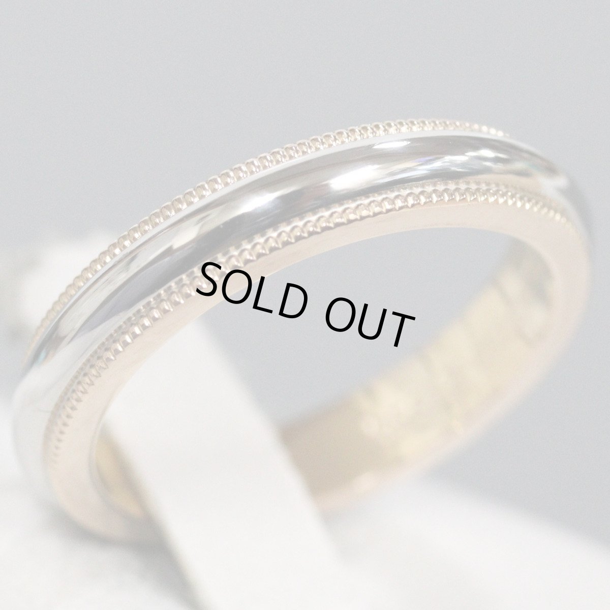画像2: 750/Pt950 トゥギャザー ミルグレイン バンド リング 計11.2g #9 #15 内外箱 (2)