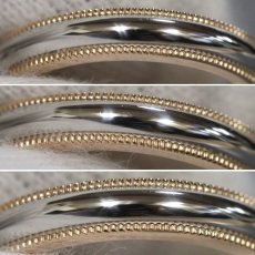 画像3: 750/Pt950 トゥギャザー ミルグレイン バンド リング 計11.2g #9 #15 内外箱 (3)