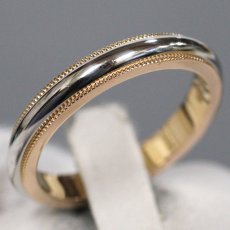 画像4: 750/Pt950 トゥギャザー ミルグレイン バンド リング 計11.2g #9 #15 内外箱 (4)