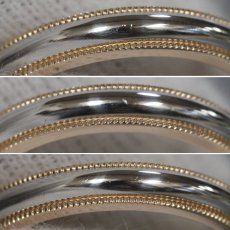 画像5: 750/Pt950 トゥギャザー ミルグレイン バンド リング 計11.2g #9 #15 内外箱 (5)