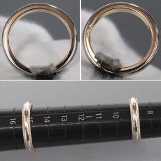 画像6: 750/Pt950 トゥギャザー ミルグレイン バンド リング 計11.2g #9 #15 内外箱 (6)