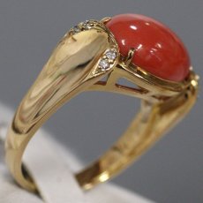 画像3: K18赤サンゴダイヤモンドリング D0.06 6.0g #12 鑑別書 (3)