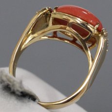 画像5: K18赤サンゴダイヤモンドリング D0.06 6.0g #12 鑑別書 (5)