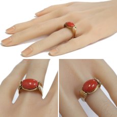 画像9: K18赤サンゴダイヤモンドリング D0.06 6.0g #12 鑑別書 (9)