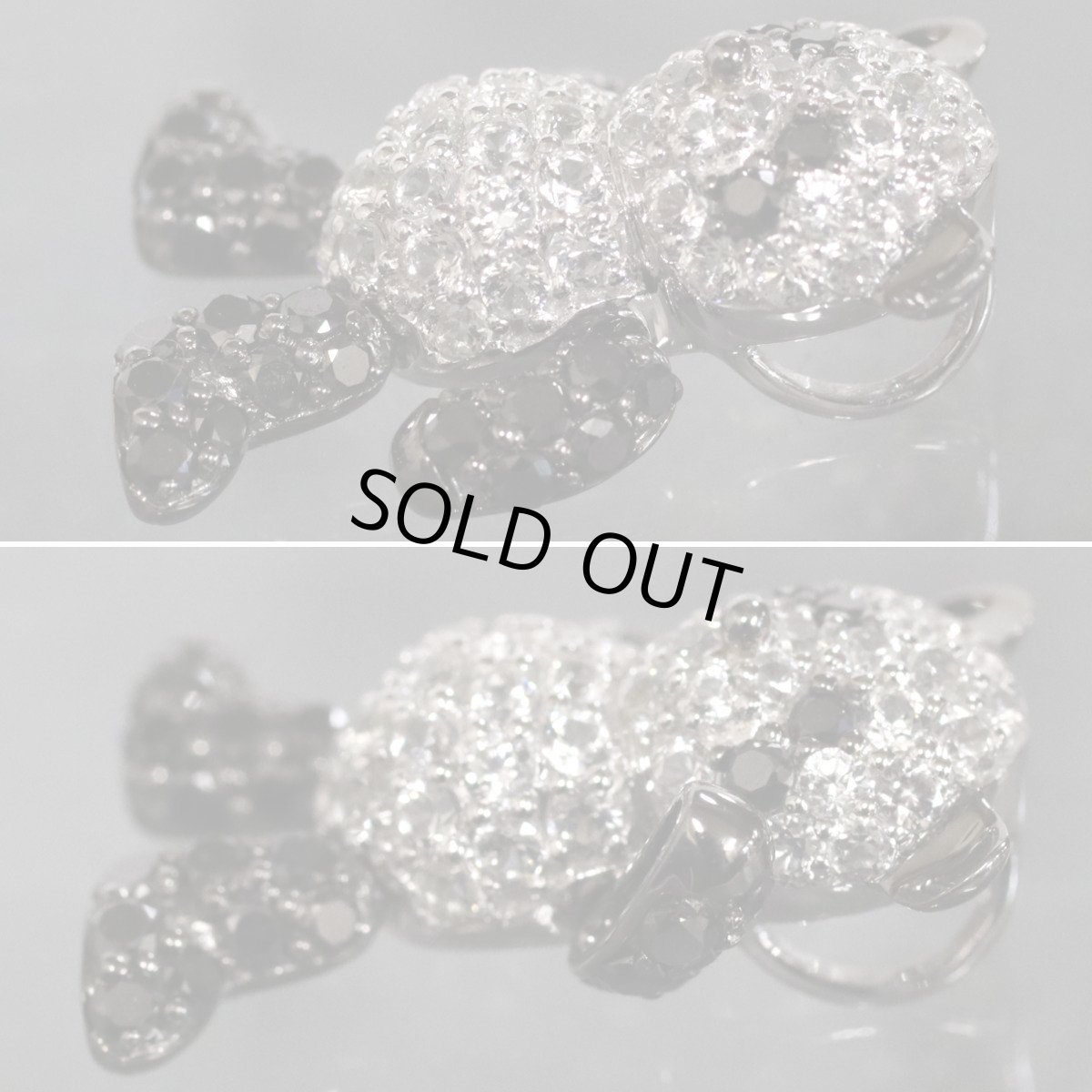 画像2: K18WGホワイトサファイアブラックダイヤモンドペンダントトップ パンダモチーフ WS0.60 BkD0.50 2.3g (2)