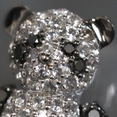 画像3: K18WGホワイトサファイアブラックダイヤモンドペンダントトップ パンダモチーフ WS0.60 BkD0.50 2.3g (3)