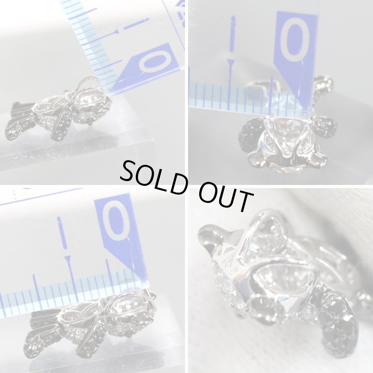 画像7: K18WGホワイトサファイアブラックダイヤモンドペンダントトップ パンダモチーフ WS0.60 BkD0.50 2.3g (7)