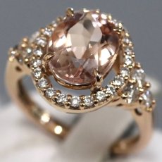 画像1: K18PGモルガナイトダイヤモンドリング M2.76 D0.55 4.3g #12 (1)