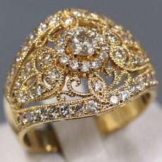 画像1: K18ダイヤモンドリング D1.00 6.8g #15.5 (1)