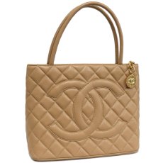 画像1: 復刻トート キャビアスキン ゴールド金具(A01804)ベージュ Gカード付 (1)