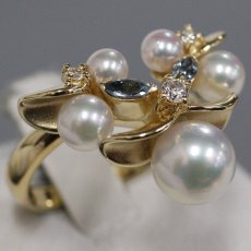 画像1: K18パールダイヤモンドリング D0.06 6.0g #10.5 (1)