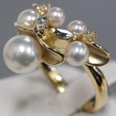 画像3: K18パールダイヤモンドリング D0.06 6.0g #10.5 (3)