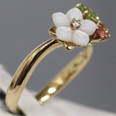 画像3: タサキ K18マルチカラーストーンリング フラワーモチーフ D0.01 4.6g #12-12.5 (3)