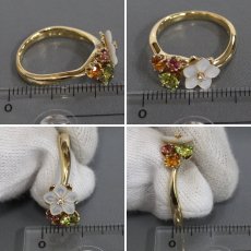 画像9: タサキ K18マルチカラーストーンリング フラワーモチーフ D0.01 4.6g #12-12.5 (9)