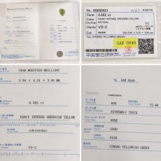 画像10: Pt900グリーニッシュイエローダイヤモンド/ダイヤモンドリング D0.562 D0.24 2.3g #11 鑑定書 ソーティング (10)