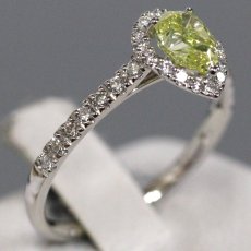 画像2: Pt900グリーニッシュイエローダイヤモンド/ダイヤモンドリング D0.562 D0.24 2.3g #11 鑑定書 ソーティング (2)