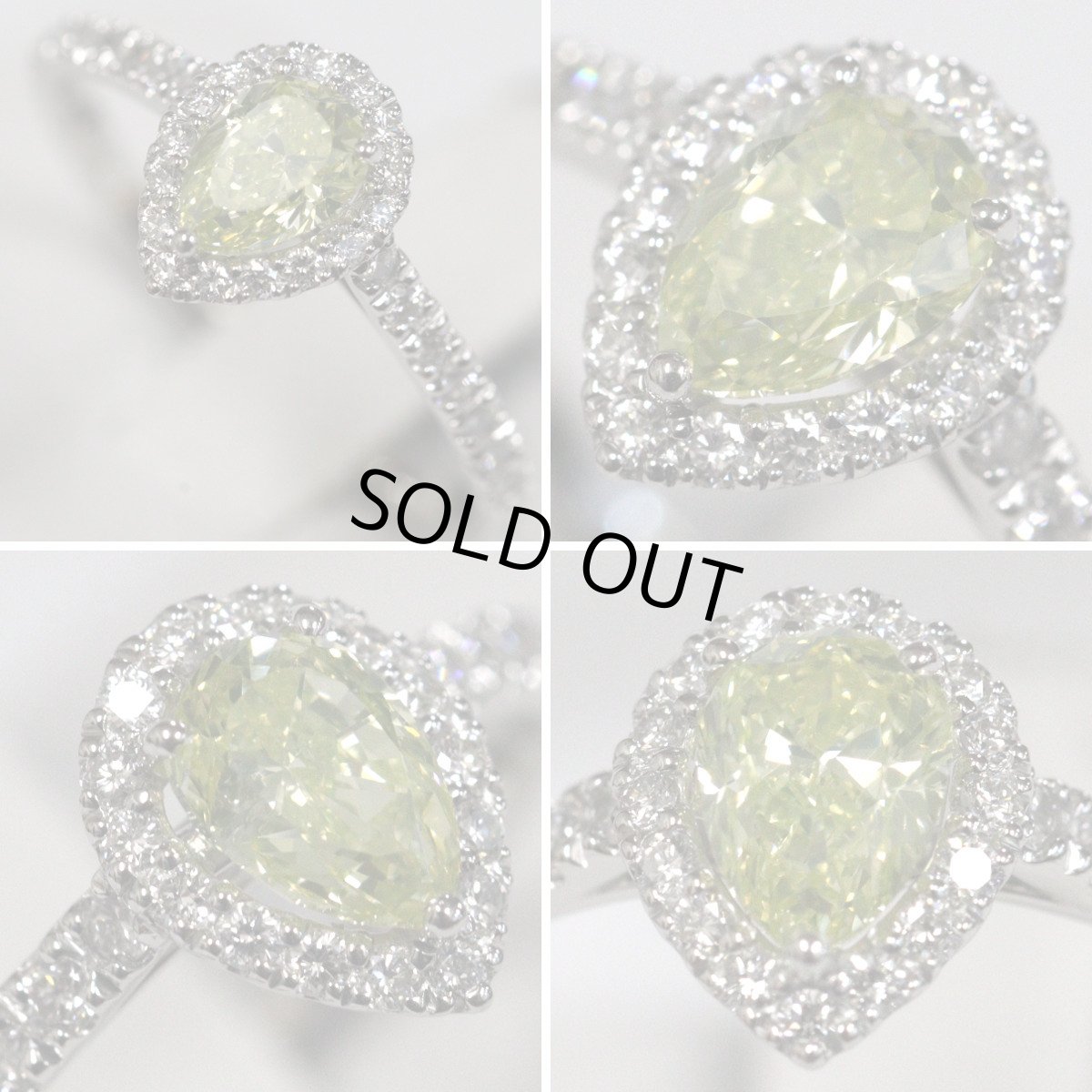 画像4: Pt900グリーニッシュイエローダイヤモンド/ダイヤモンドリング D0.562 D0.24 2.3g #11 鑑定書 ソーティング (4)