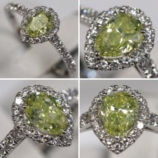 画像4: Pt900グリーニッシュイエローダイヤモンド/ダイヤモンドリング D0.562 D0.24 2.3g #11 鑑定書 ソーティング (4)