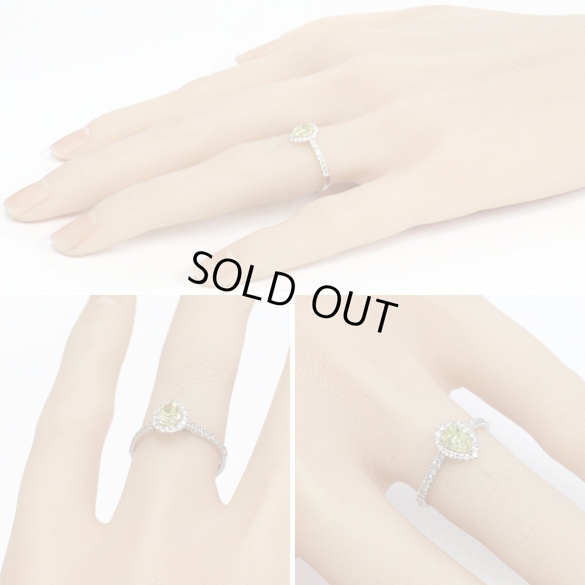 画像9: Pt900グリーニッシュイエローダイヤモンド/ダイヤモンドリング D0.562 D0.24 2.3g #11 鑑定書 ソーティング (9)